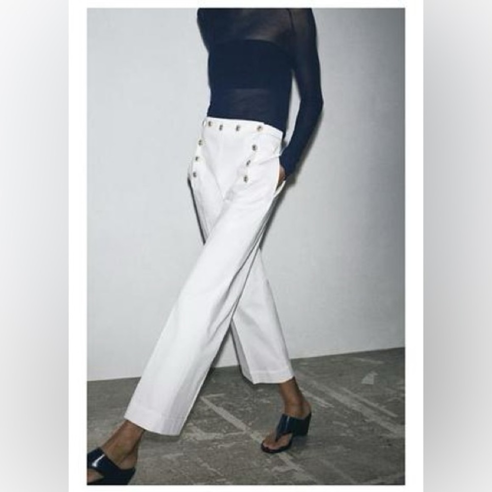 ZARA White Cotton Sailor Pants | NWT XXL